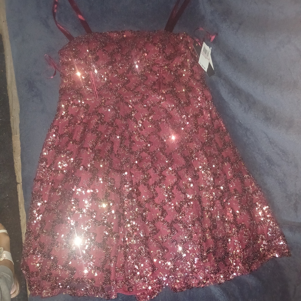 Sparkling Burgundy Girls Dress